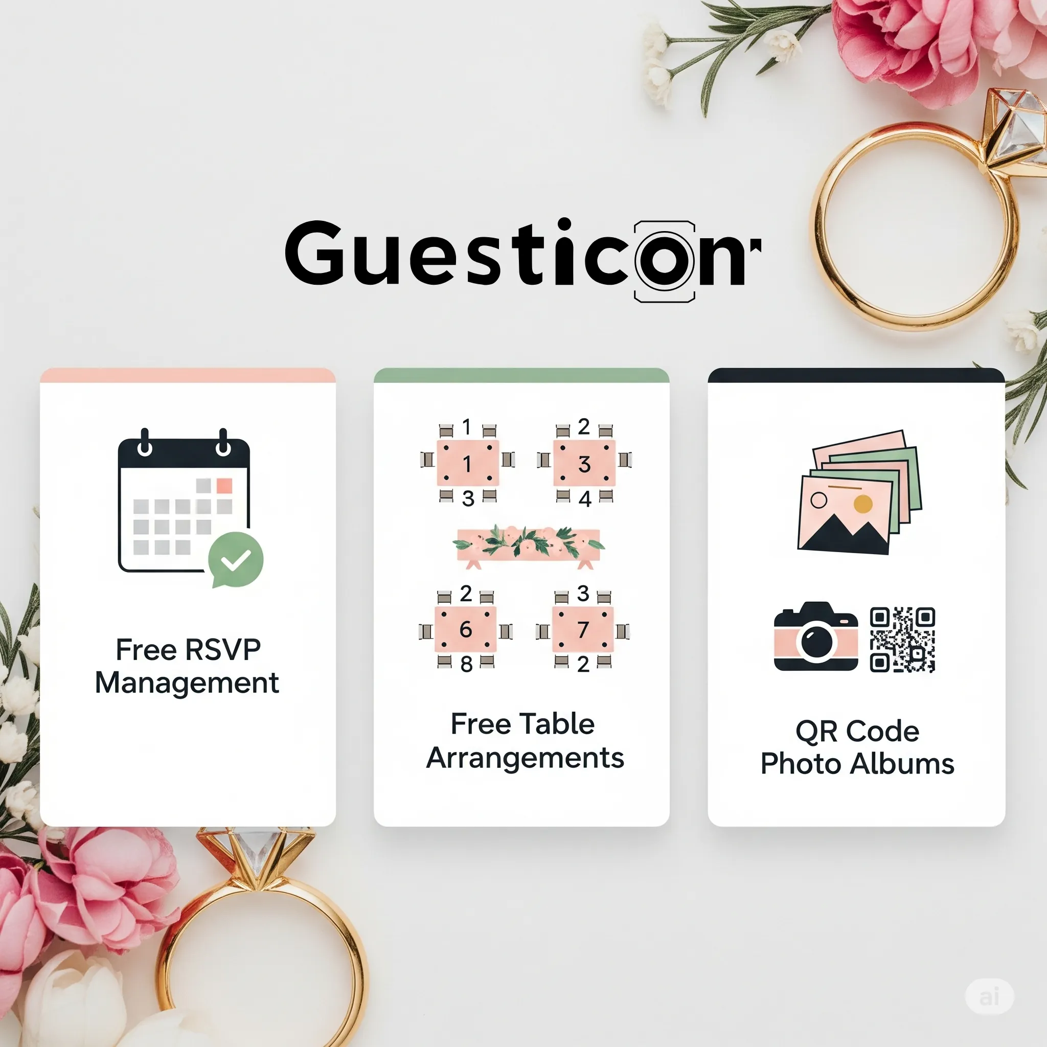 Guesticon | Complete Wedding Solution with Free RSVP & QR Photo Albums